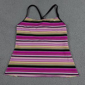 NIKE Tank Top Womens Large Purple Striped Razor Back Straps Golf Tennis Running